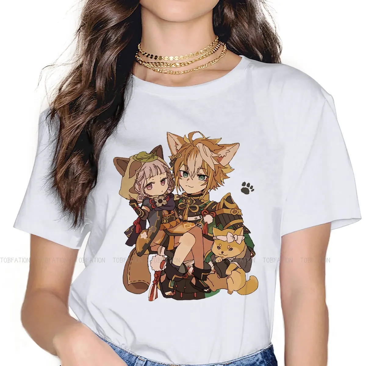 

Футболка Gorou Sayu Женская хлопковая, топ с графическим принтом для девочек, забавный модный подарок, 5XL