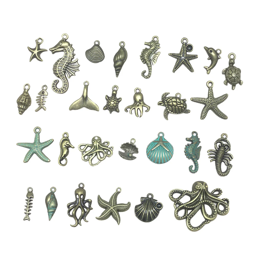 

56pcs Jewelry Making Charms Mixed Smooth Marine Animal Metal Charms Pendants DIY for Necklace Bracelet Jewelry Making and