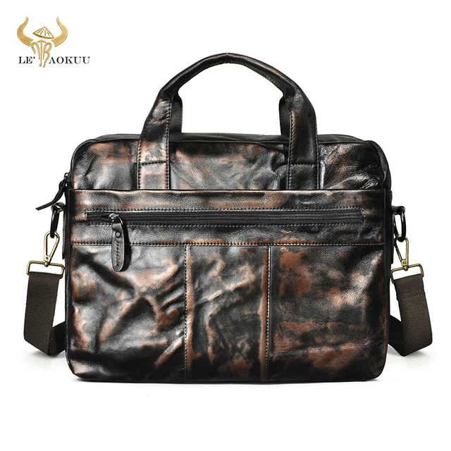 Thick Quality Leather Design Retro Business Briefcase 15 1