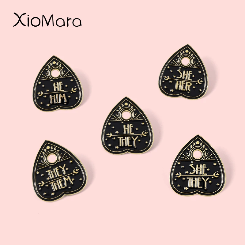 

Star Moon Wizard Punk Pronouns Enamel Pins Custom Peach Heart Punk Brooches Lapel Badges Dark Gothic Jewelry Gift For Friends