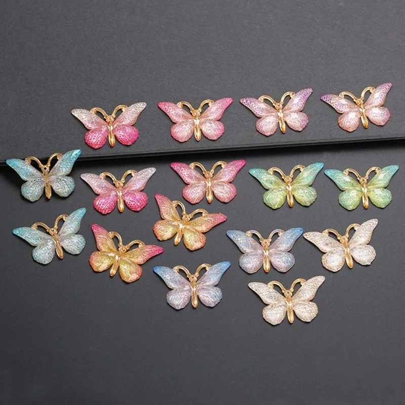 

10pcs/set Crystal Resin Butterfly DIY Making Handmade Headdress Hairpin Clothes Shoes Decorative Accessories 38*23mm