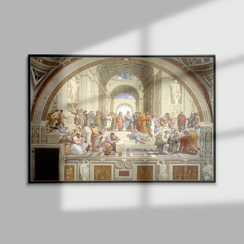 

The School Of Athens Raphael Poster Italian Renaissance Fresco Painting Canvas Print Art Raffaello Sanzio Wall Picture Decor