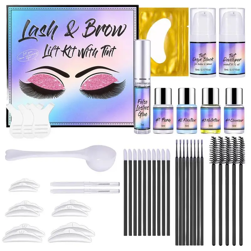 

Eyelash Lift Kit Lash Lift And Tint Eyelash Eyebrow Perm Dyeing Tool Quick Lifting & Voluminous Coloring With Complete Tools For