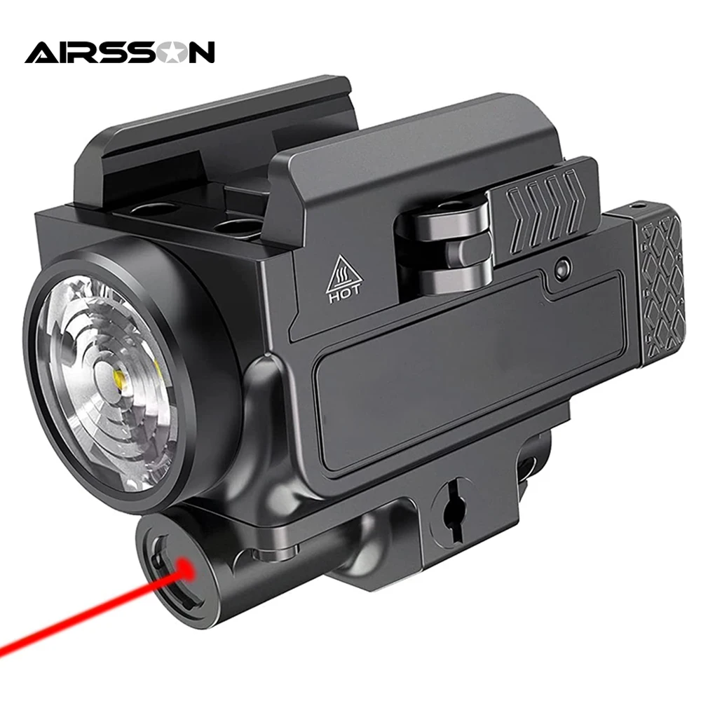 

800 Lumens Weapon Gun Light Green Red Laser Sight Combo Tactical Handgun Pistol Light USB Rechargeable Flashlight for Hunting