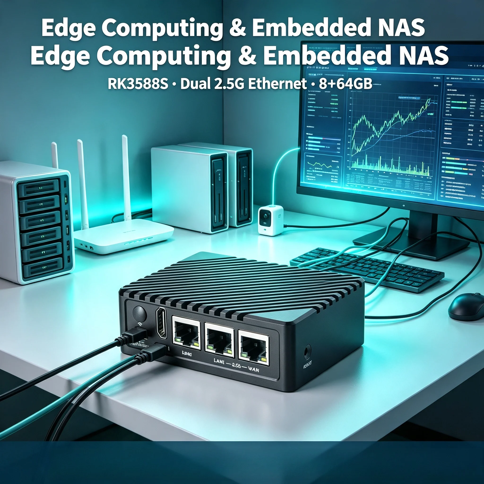 Фото Плата разработки Nanopi R6S RK3588S, 8 ГБ ОЗУ, 64 ГБ eMMC, два порта 2.5G Ethernet, поддержка периферийных вычислений, встраиваемый NAS, поддержка fnOS №4