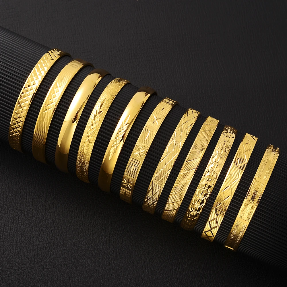 

Bangrui 4PCS Fashion 65mm Gold Color Bracelet Bangle High Quality Jewelry For Dubai Africa Arab Women Jewelry Party Gift