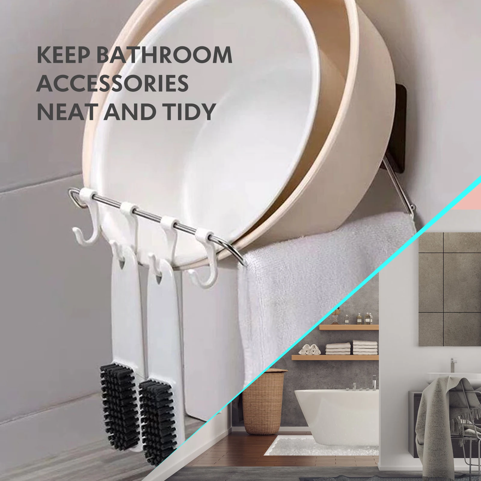 

1 шт. крючок для ванны, крепкий крючок для хранения полотенец, Скоба из нержавеющей стали с защитой от ржавчины, пластиковая стойка для хране...