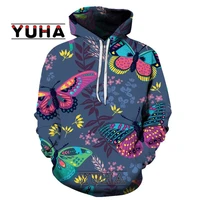 tapestry stamped with 3d butterfly for men spring and autumn pullover with hat for women informal clothes