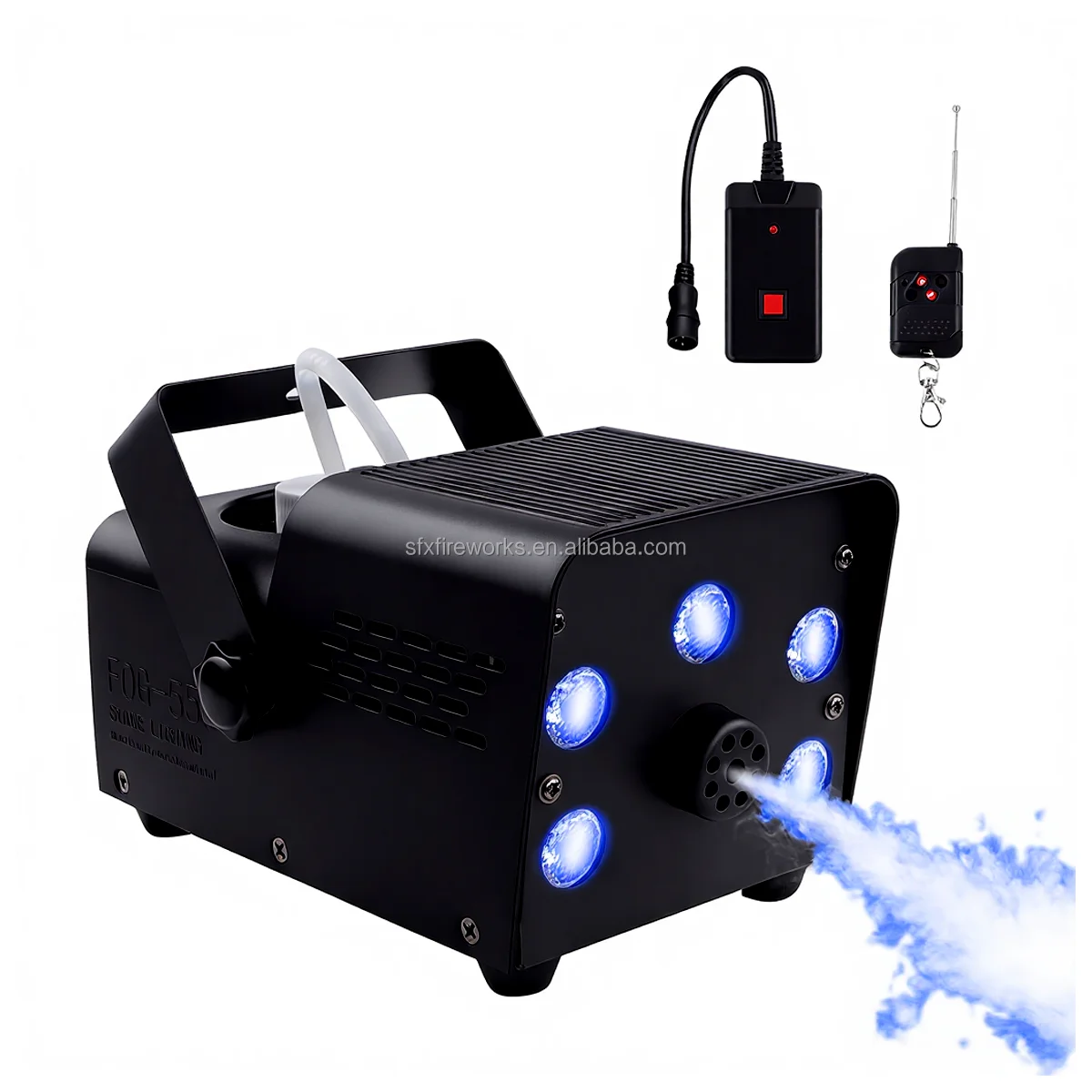 Фото Мини-дымовая машина 550 Вт с RGB LED подсветкой, металлическая, для дискотек и вечеринок, с ручным управлением, AC 110-220В, эффект сухого льда, многоцветная №1