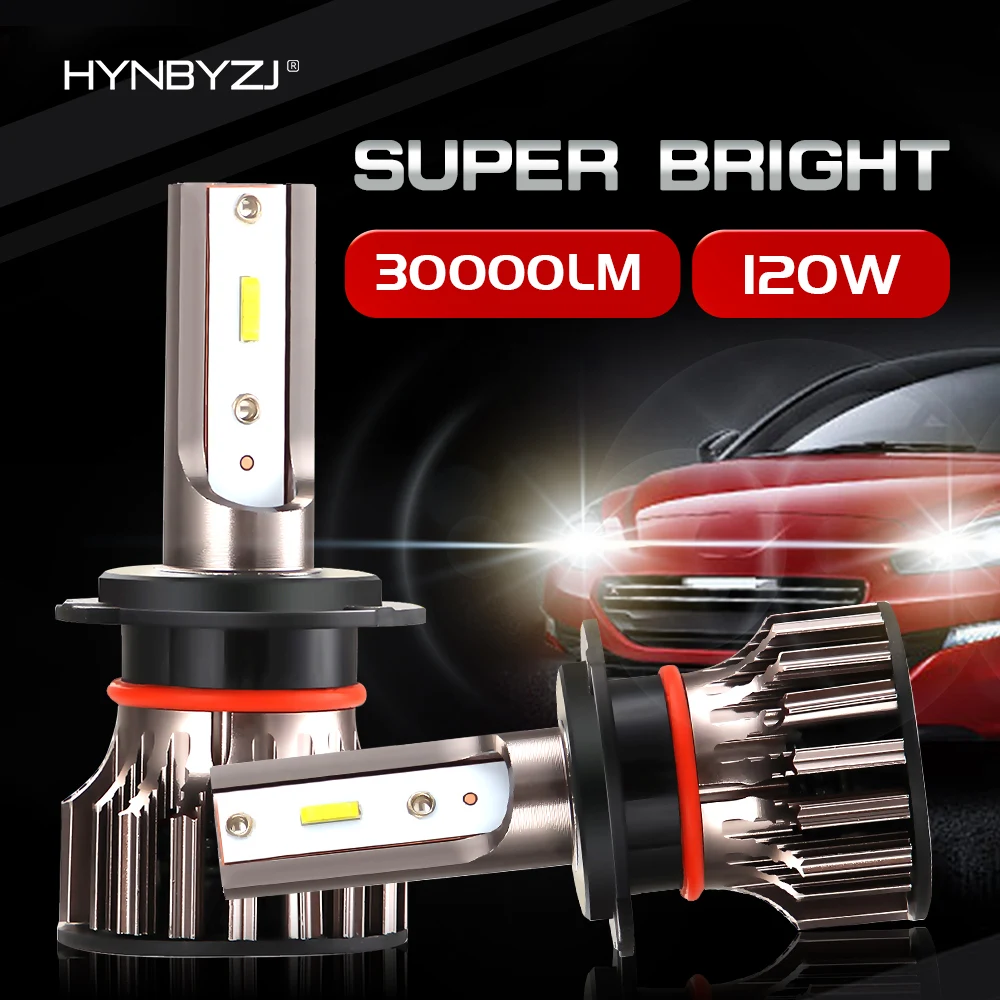 

HYNBYZJ H7 Led Headlight 6000K H1 H4 H8 H11 Led Bulb Fog Light 9012 Hir2 9005 HB3 9006 HB4 Auto Lamp 30000LM 120W