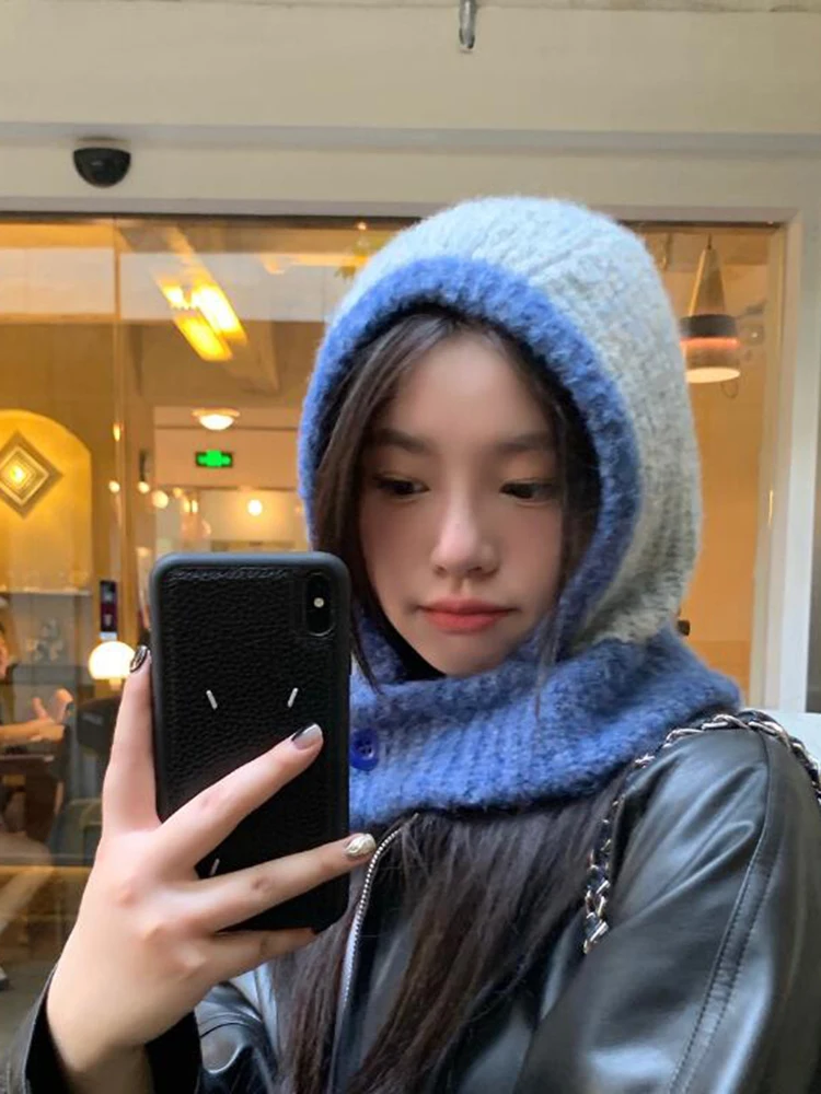 

Женская осенне-зимняя шапка, новая Балаклава, теплый слюнявчик, вязаный шерстяной протектор ушей Lei Feng, купол, темпераментный модный D2320