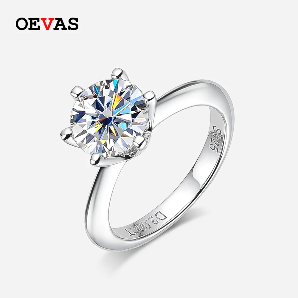 OEVAS Sparkling Real 0.5 Carat Moissanite Wedding Rings For Women Top Quality 100% 925 Sterling Silver Engagement Fine Jewelry