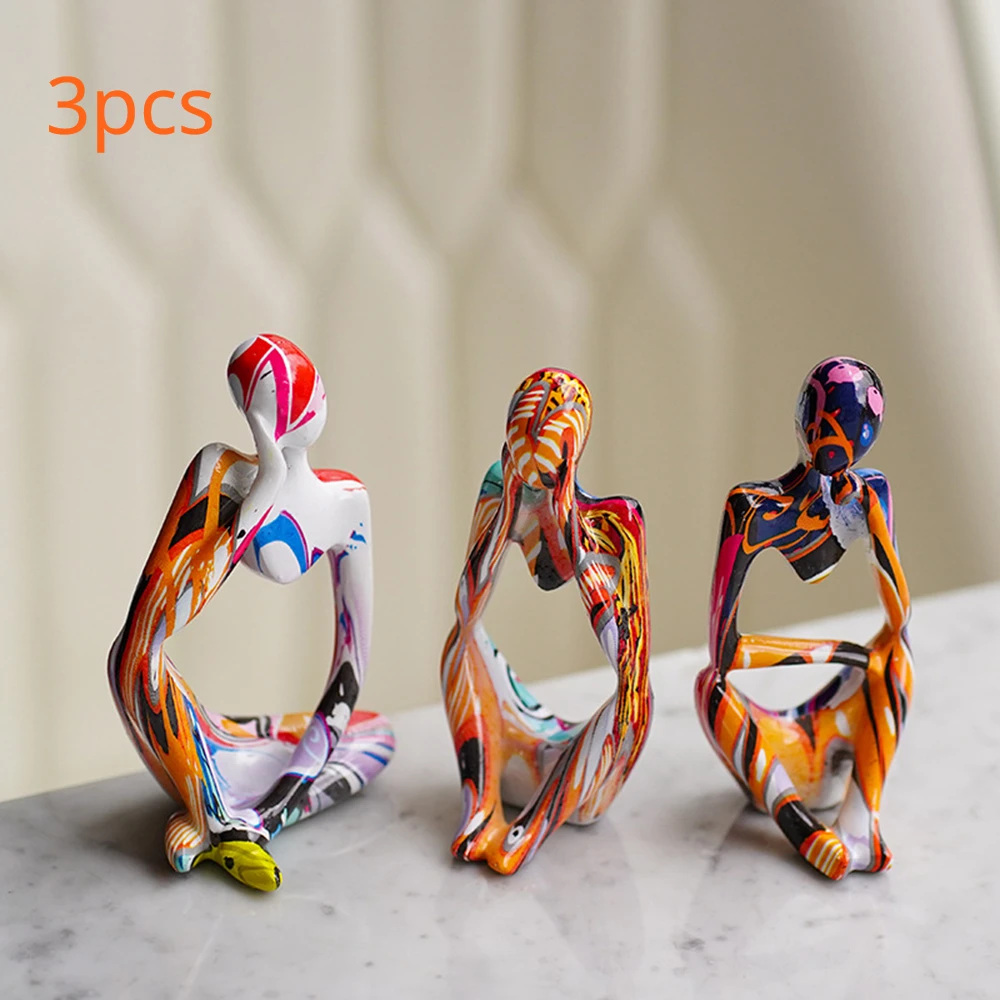 

3 полимерные красочные граффити, скульптура, абстрактная фигурка, статуя, декор для комнаты, декоративные аксессуары для офиса, стола, дома