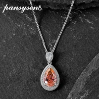 pansysen luxury 100 925 sterling silver 914mm 10ct pear cut padparadscha gemstone wedding pendant necklace women fine jewelry