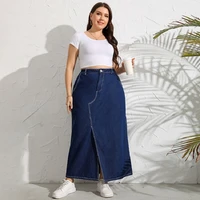 new jeans womens autumn and winter splicing blue slim jean long skirt large size womens skirt over size womens clothing