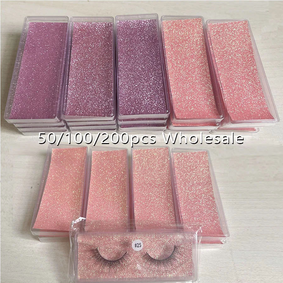 NEW 50/100/200 pcs Eyelash Packaging Box Wholesale Lashes Plastic Empty Eyelash Package Boxes Case 8-20mm Lashes Rectangle Box