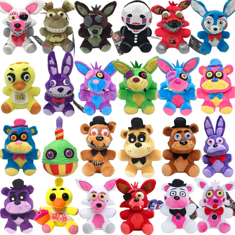 

1pc FNAF Plush Toys Freddy Bear Foxy Chica Clown Bonnie Soft Stuffed Animals Peluche Toy Doll for Kids Birthday Christmas Gifts