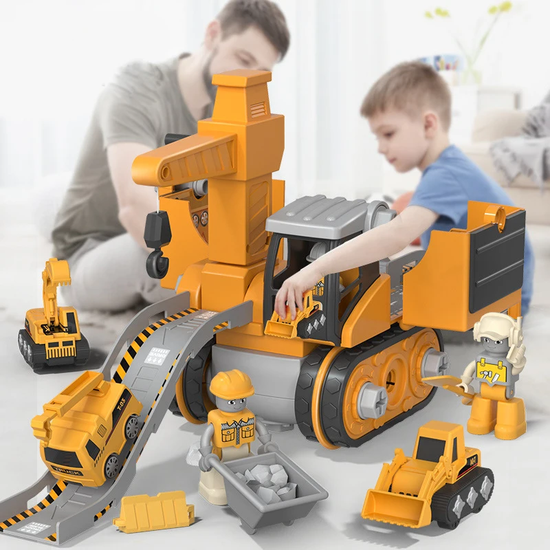 

Children Boys Truck Car Toys 4 In 1 Electric Nut Disassembly Loading Unloading Deformed Engineering Truck Excavator Kids Gifts
