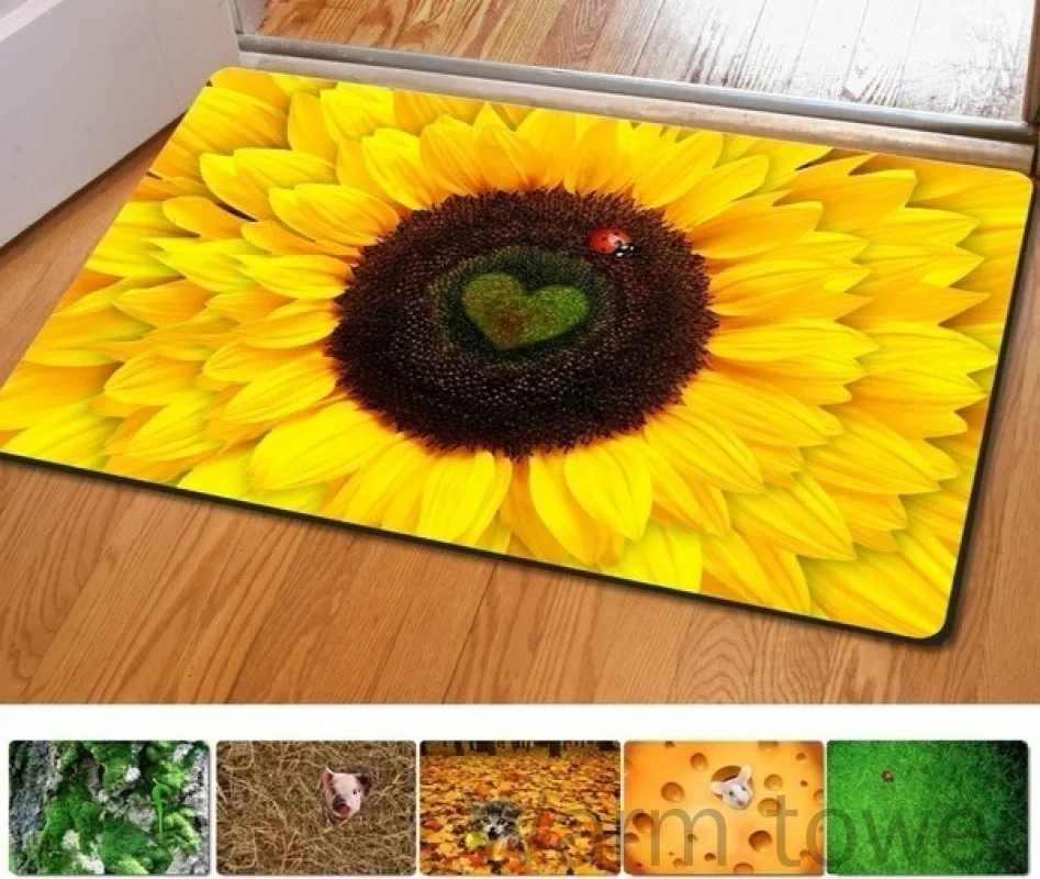 

Plant Sunflower 3D Printing Door Floor Mat Living Room Bathroom Bedroom Mat Bathroom Mat Floor Mat Corridor Carpet Anti-Slip Mat