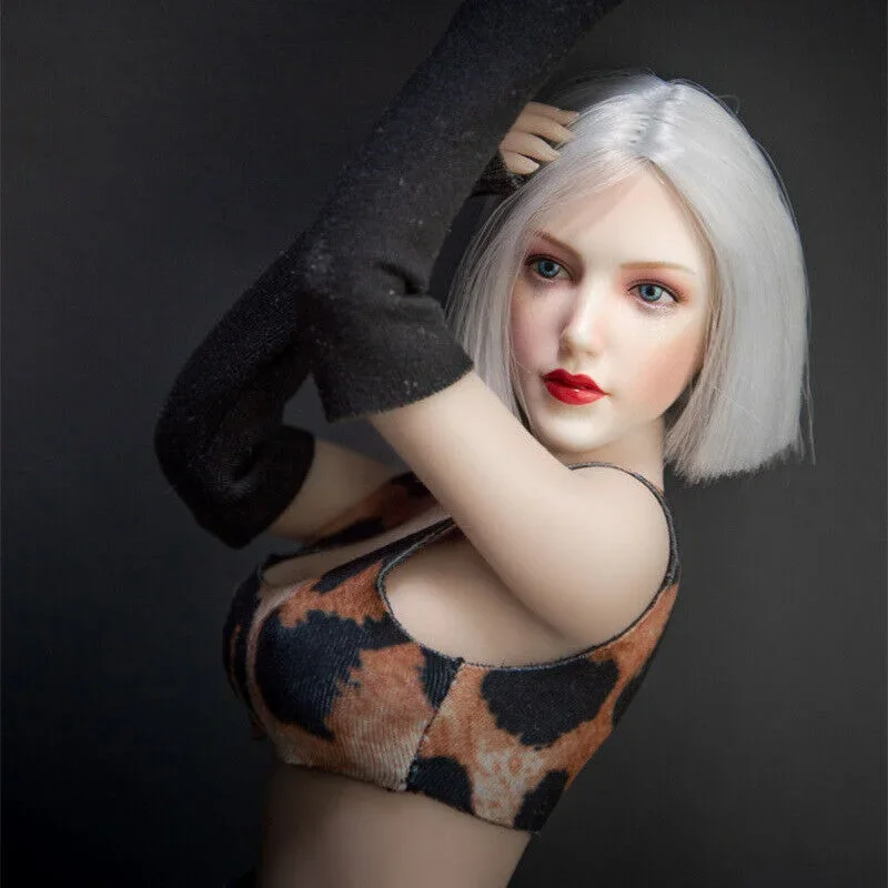 Масштаб 1/6 Высокоэластичный короткий жилет с леопардовым принтом для женщин 12
