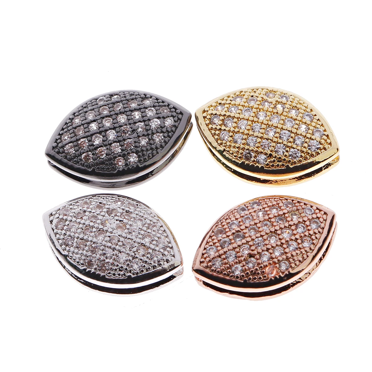

Brass Inlaid Zirconium Eye Shape Beads DIY For Making Bracelet Necklace Jewelry Accessories