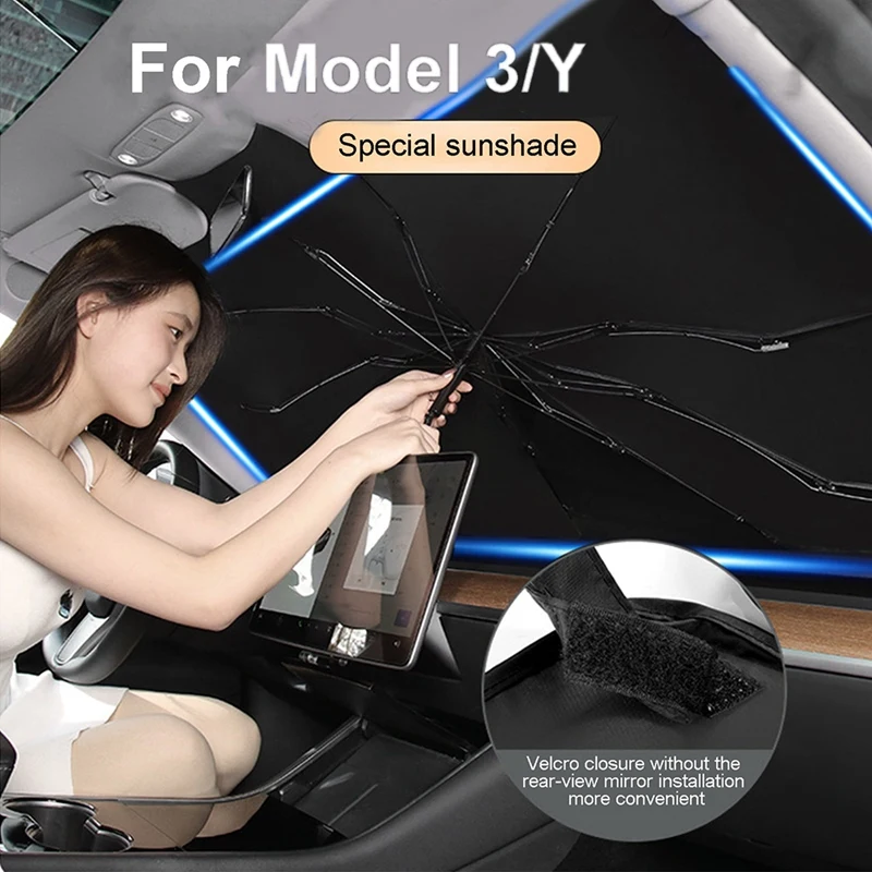 Зонт от солнца на лобовое стекло автомобиля для Tesla Model 3/Y/X/S автомобильный козырек