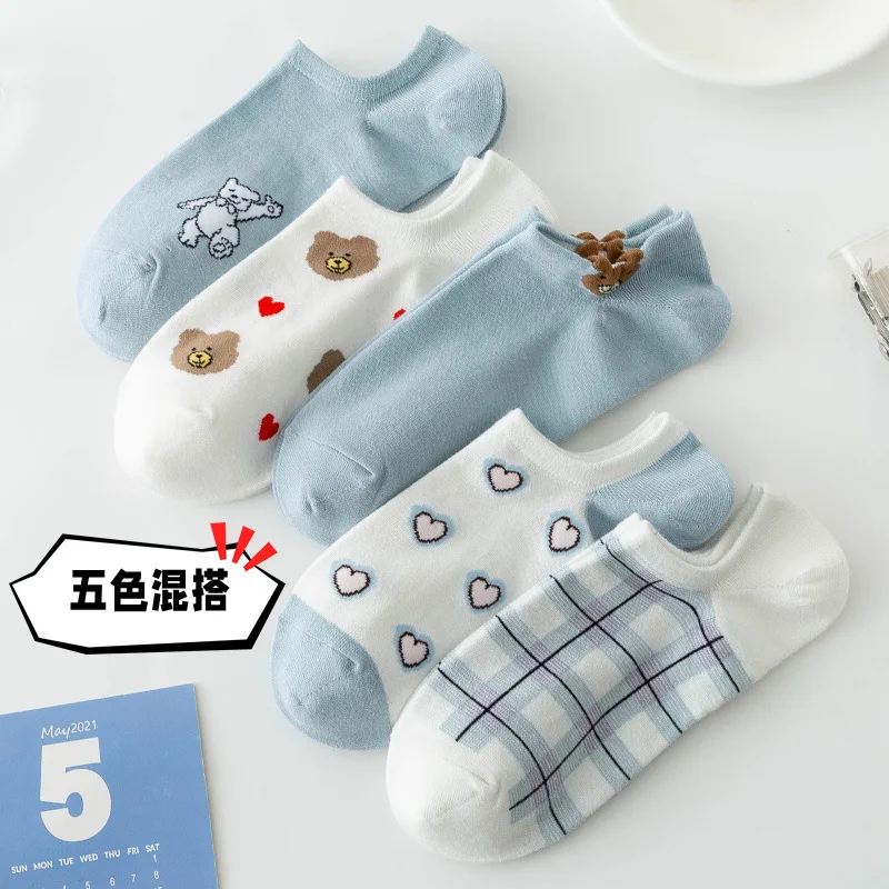 

Носки женские трехмерные жаккардовые, милые носки из полиэстера и хлопка в студенческом стиле, 1 пара, весна-лето