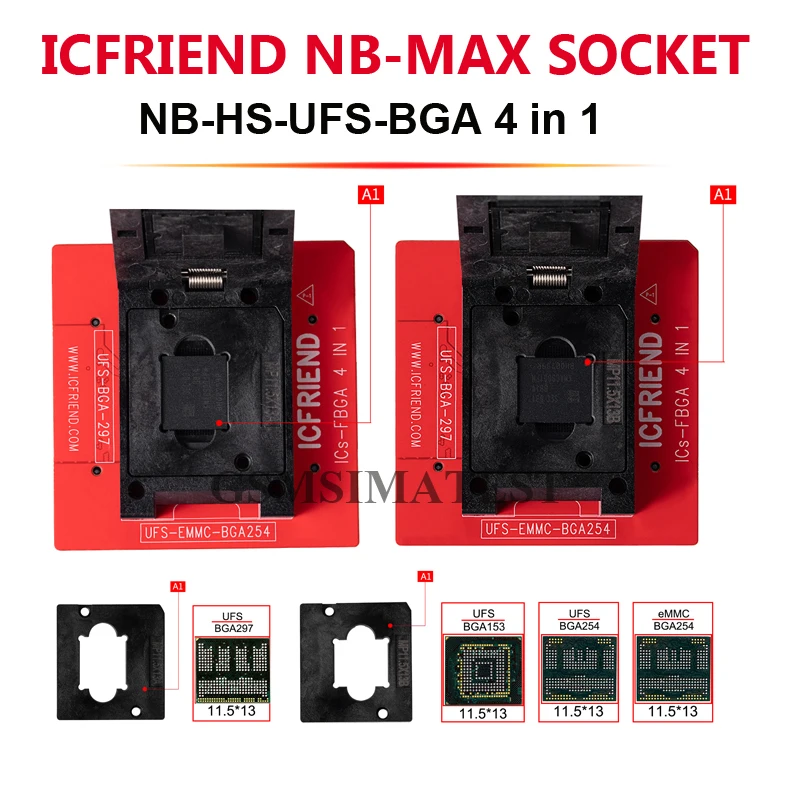 ICFRIEND MiPItester NB-Max розетка для E-mate EMMC и UFS BGA254 BGA297 BGA153 поддержка Easy-Jtag box Medusa Pro UFI |