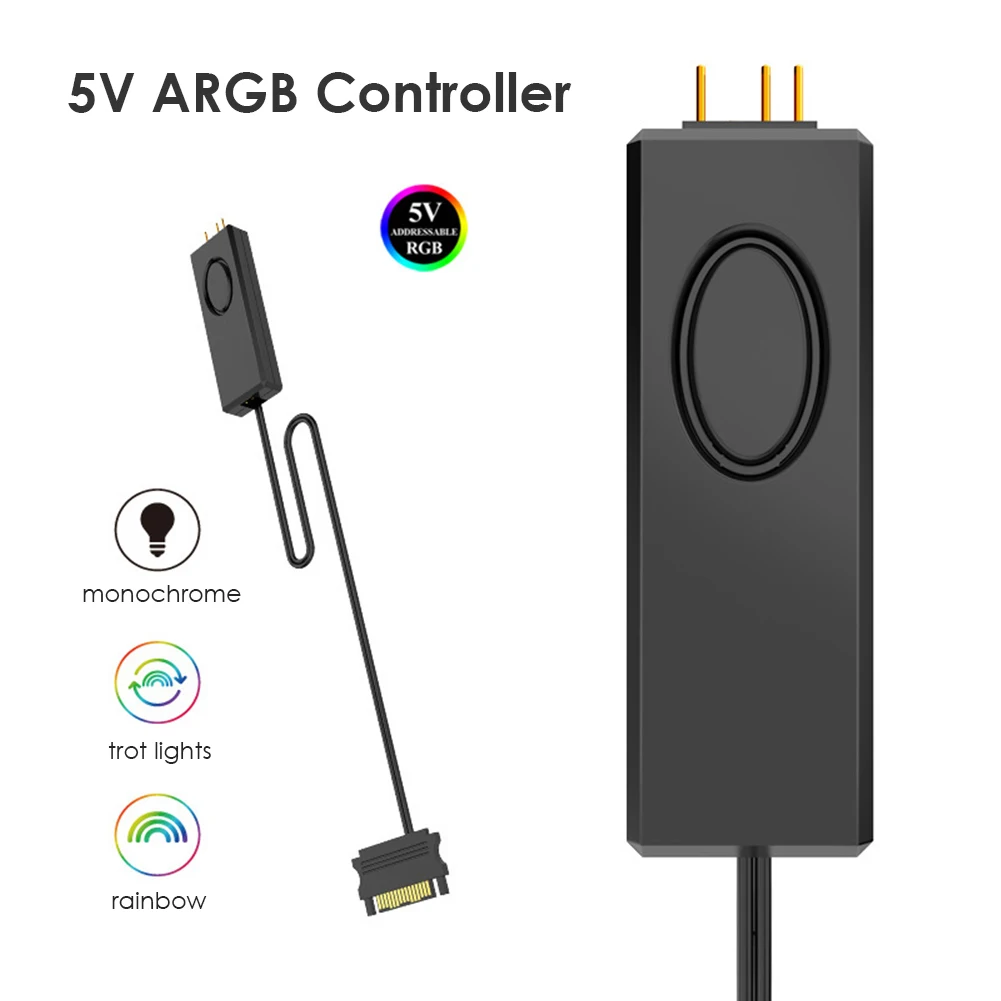 

5V ARGB Controller SATA 3Pin Power Supply Desktop Computer Remote Control for Chassis Fan LED Lighting Water Cooler