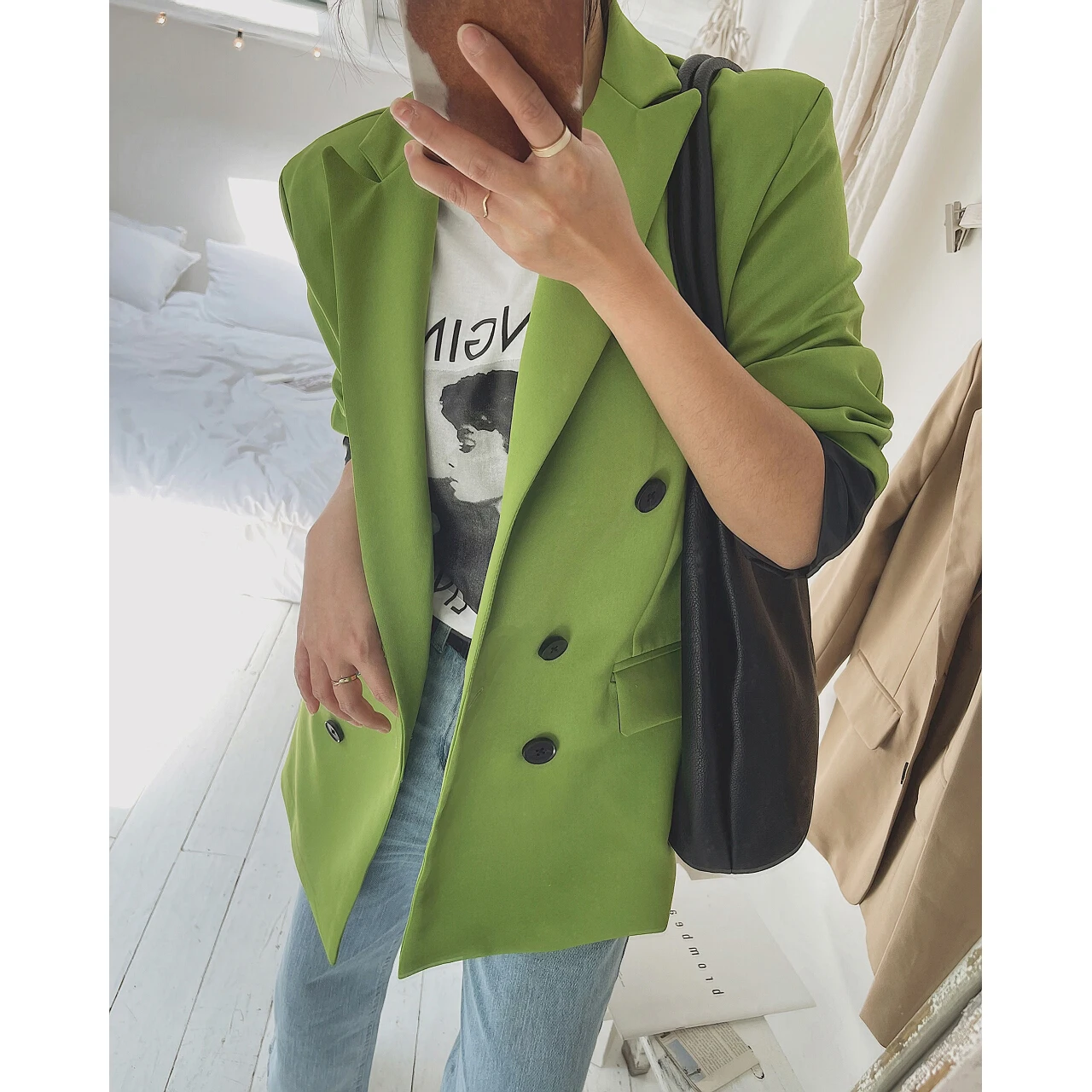 Женская Весенняя Повседневная Зеленая куртка Za недорогое пальто одежда блейзер