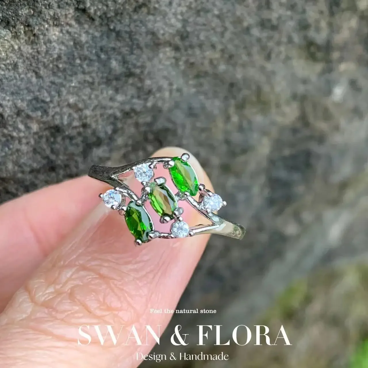 Кольцо из меди с диопсидом | AliExpress