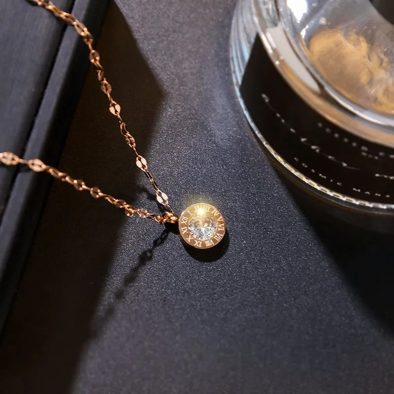 Роскошное Хрустальное круглое ожерелье с подвеской для женщин титановая римская