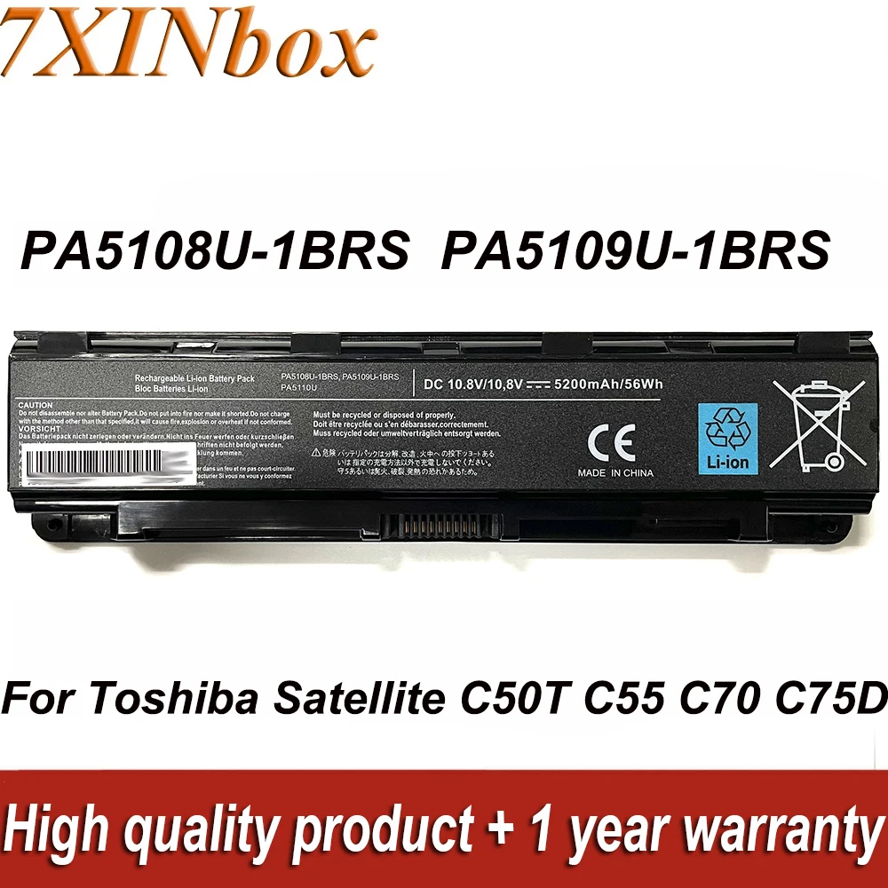 

Laptop Battery 10.8V 5200mAh PA5108U-1BRS For Toshiba Satellite C50T C55 C70 C75D PA5110U-1BRS PA5109U-1BRS PABAS271 PABAS272