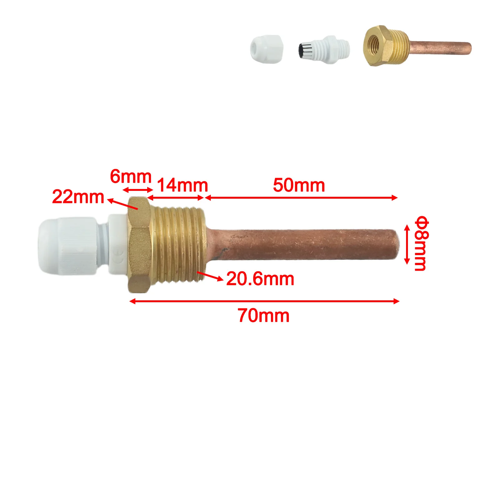1 шт. 42-300 мм латунная термогильза водонепроницаемая для BSP DN15 резьба 6 МПа давление