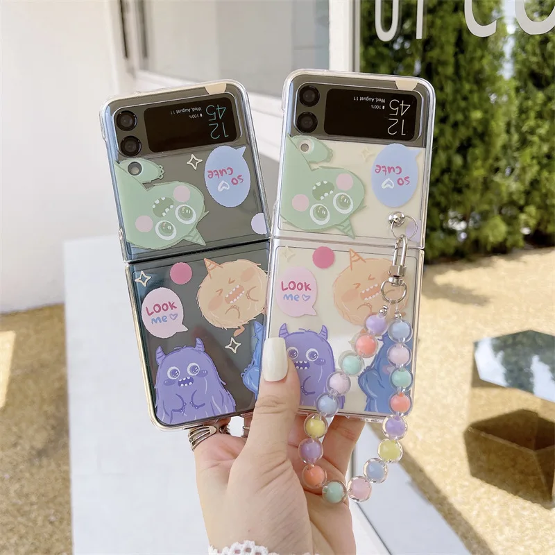 

Cartoon Monsters Chains Phone Case for Samsung Galaxy Z Flip 3 Z Flip 4 Hard Back Cover for ZFlip3 ZFlip4 Case Protective Shell