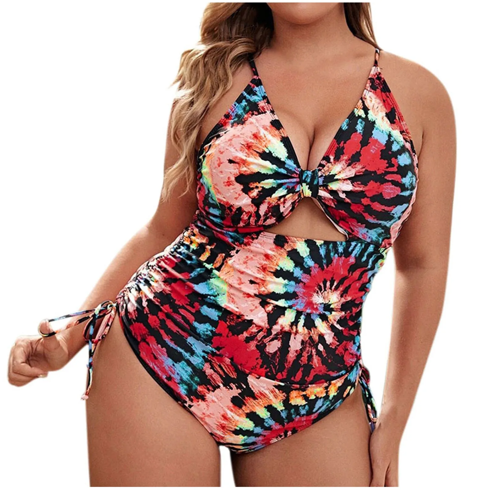 

Large Size L-4xl Swimwear Women Fashion Tie-Dye Printed Monokini Sexy Bikinin Backless One-Piece Swimsuit Bathing Suit Swimmwear