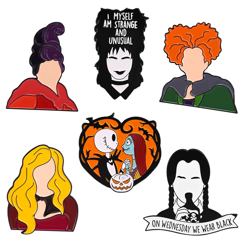 

Horror Movie Enamel Pin Custom Brooches Clothes Button Lapel Pin Gothic Punk Badges Jewelry Gifts for Fans Wholesale