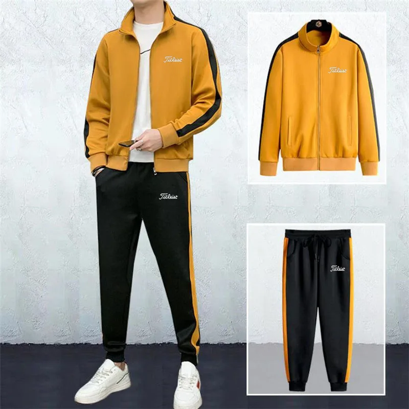 

2022 Men's Golf Sports Suit Sweatshirt + Pants 2 Piece Set Spring/Autumn Zipper Jacket Men Golf Clothing Tracksuit Sportswear