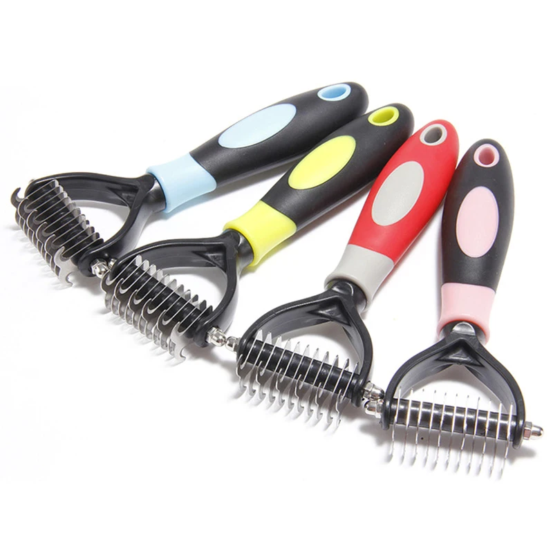 Pets Fur Knot Cutter Dog Grooming Shedding Tools Pet Cat Hair Removal Comb Brush Double Sided Pet Products Comb for Cats Brush