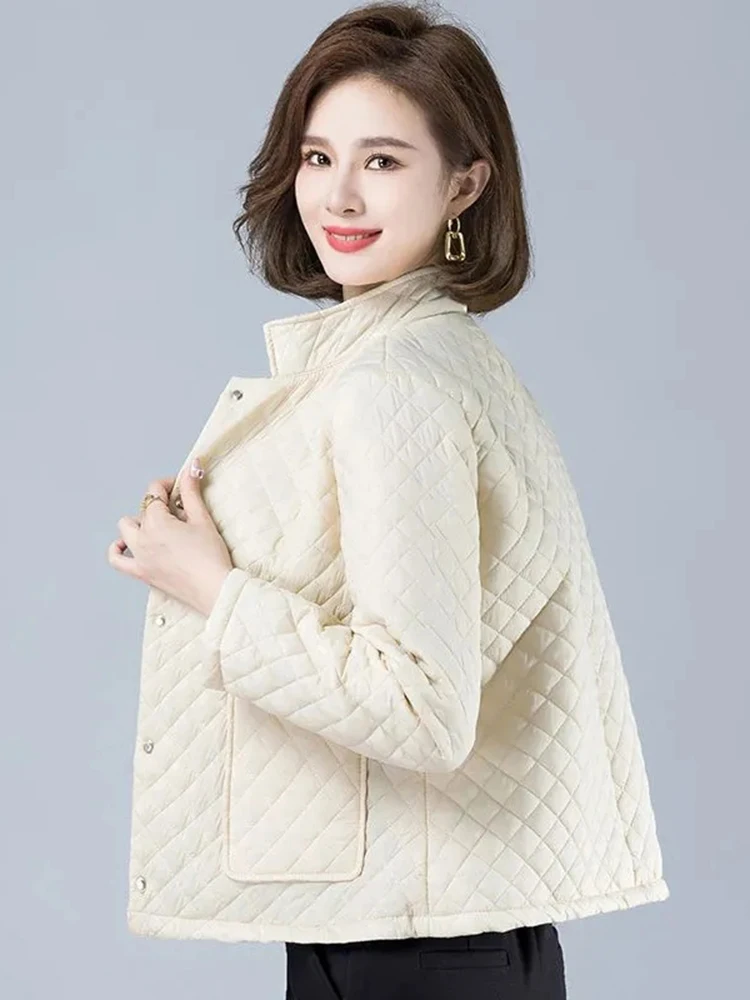 

Клетчатый легкий однотонный пуховик Argyl, новинка, Женская Холодная куртка, повседневная черная короткая хлопковая куртка с лацканами