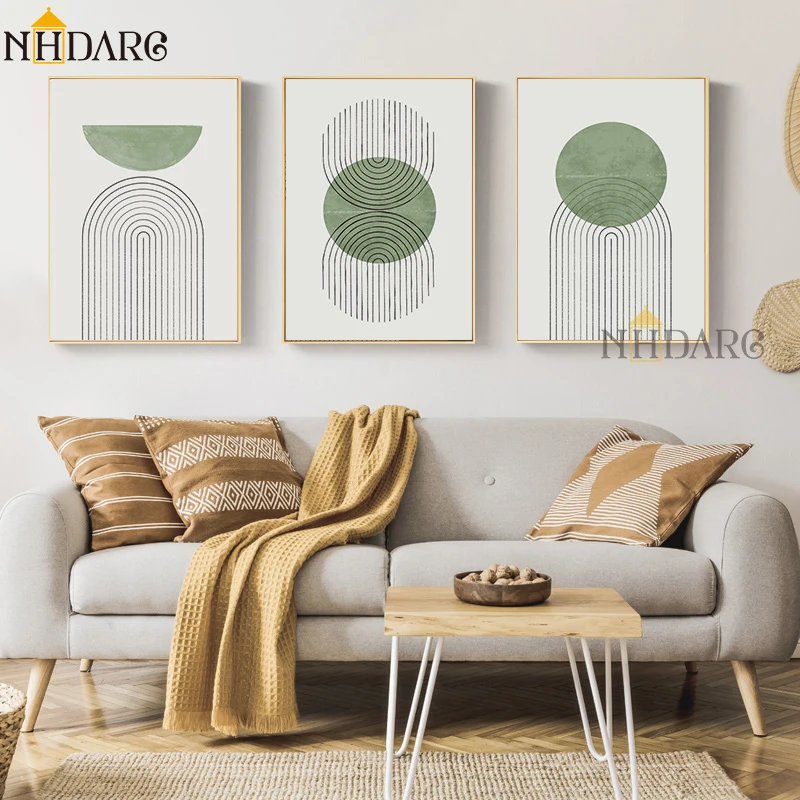 Постер на холсте NHDARC с зеленой линией абстрактная живопись настенные картины