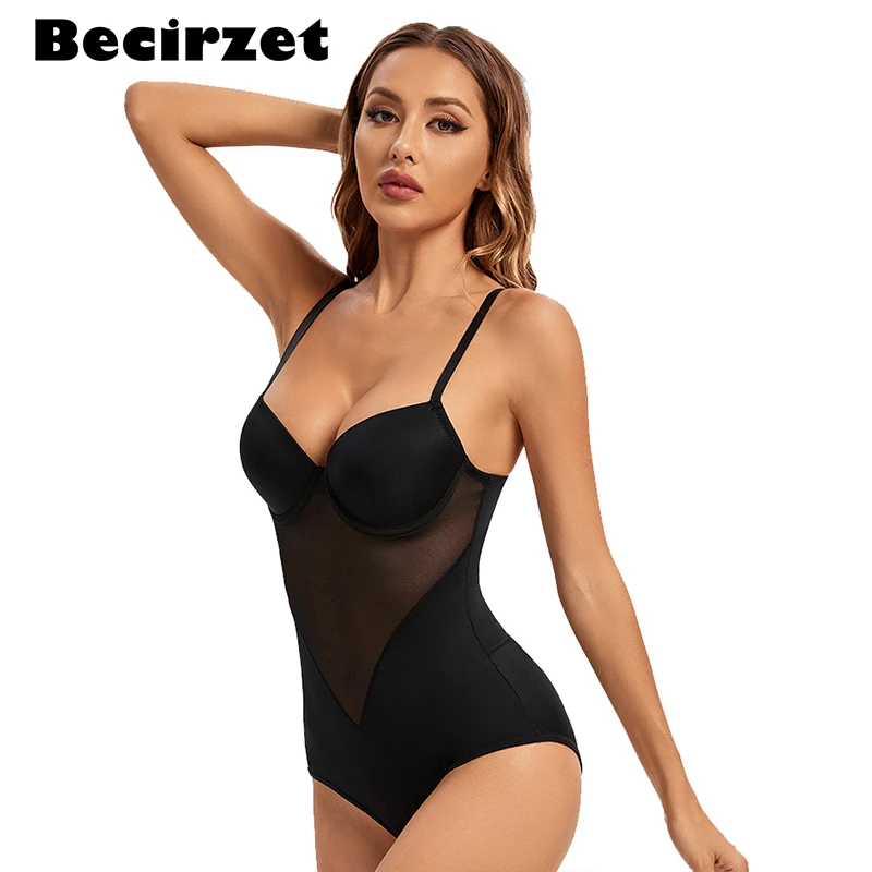 Sleeveless Bodys Transparent Bodysuit Women Underwire Spaghetti Strap V Neck Body Shaper Sexy Shapewear Underwear Bodysuit