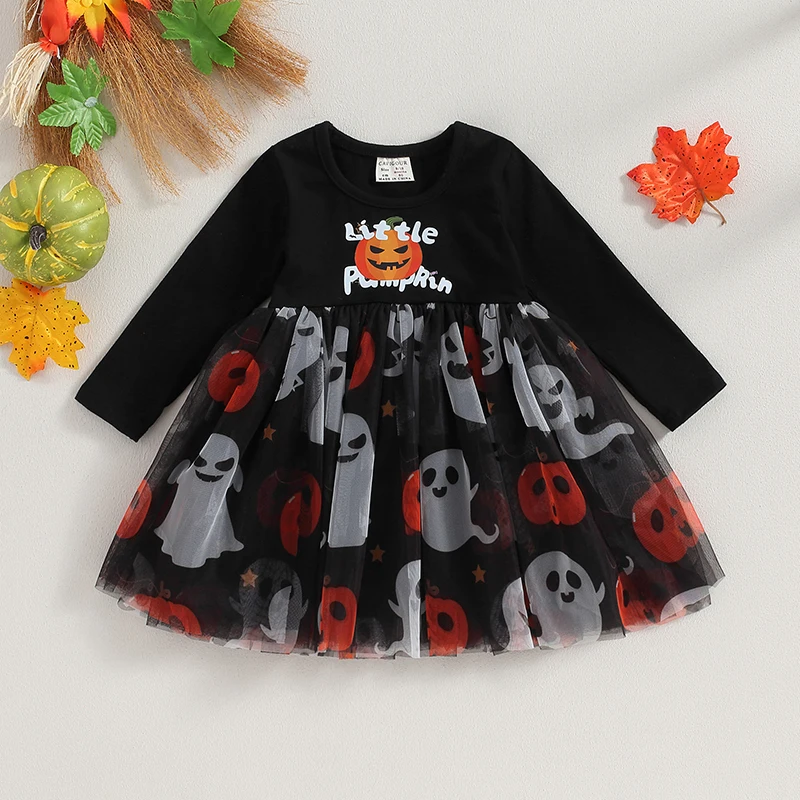 

Baby Girls First Halloween Outfit Pumpkin Ghost Dress up Costume Long Sleeve Tutu Dress Fancy Dress Up Party Outfit Set