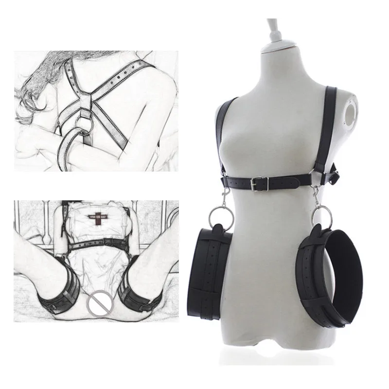 

BDSM Bondage Restraint Thigh Straps Sling Leg Spreader Belt Harness With Wrist Cuffs Sex Position Aid Open Leg Belt Adult Toys