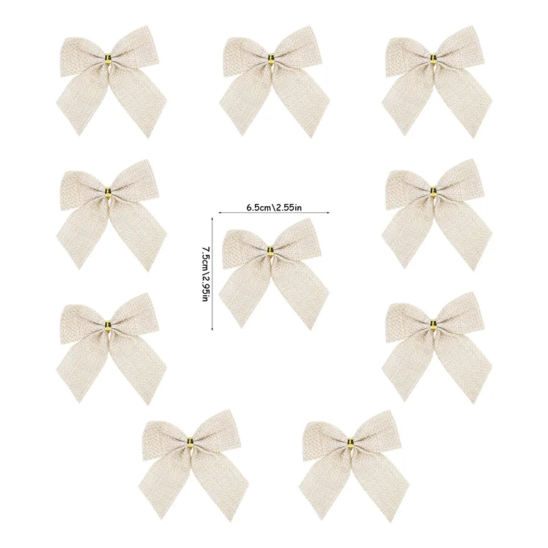 

Льняные мини-банты для елки Noel Navidad 2025, набор из 10 штук