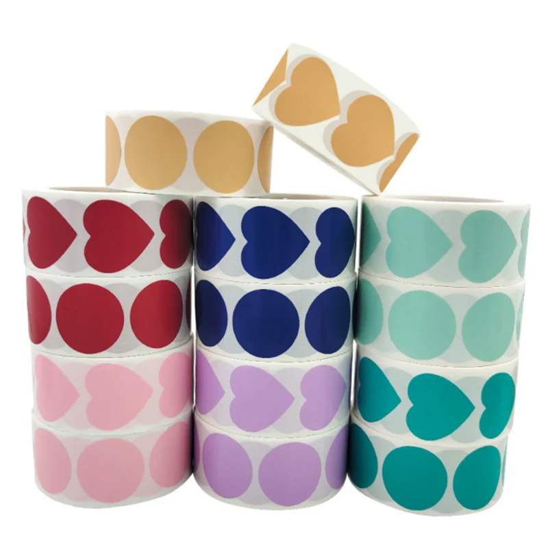 

500pcs/Roll 1inch Heart Round Stickers Seal Labels Gift Packaging Stickers Wedding Birthday Party Offer Stationery Sticker