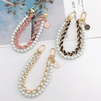 shoulder bag strap double belt imitation pearl chain for bags handles for handbag phone lanyard short double layer bag chain new