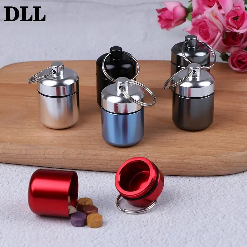 

Metal Mini Waterproof Alloy Holder Health Care For Travel Pill Box Case Bottle Cache Drug Container Keychain Medicine Box