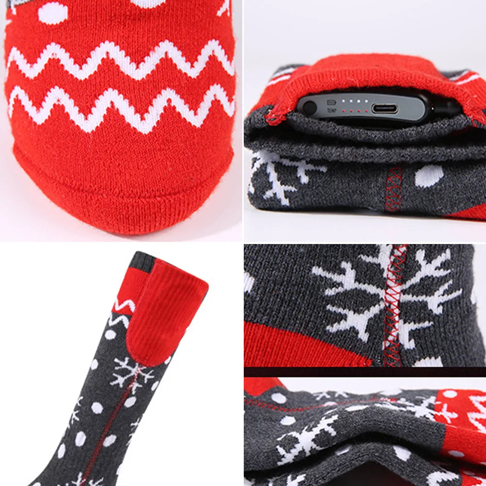 Winter Heated Socks 5V 5000mAh Rechargeable Socks App Control Temperature Christmas Electric Heating Socks For Cycling Skiing