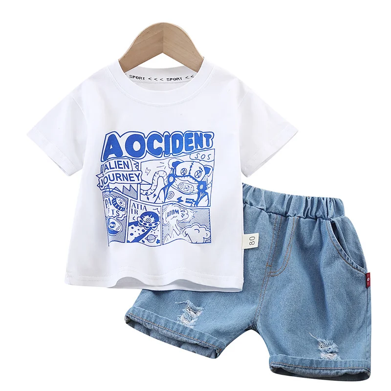 

New Summer Baby Girls Clothes Suit Children Boys Fashion T-Shirt Shorts 2Pcs/Sets Toddler Casual Costume Infant Kids Tracksuits